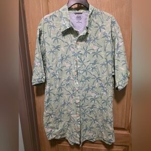 Izod Blue and Green Palm Print Shirt